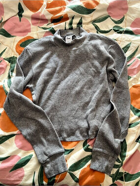 Tna Waffle Wade Mockneck Sweater Gray & White